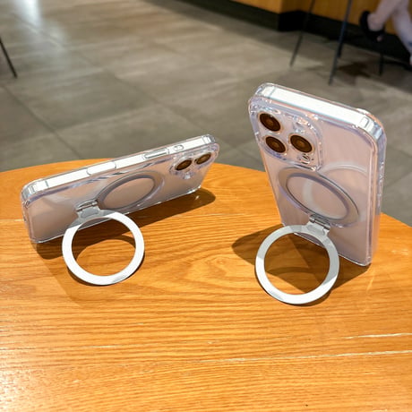 カメラコントロールカバー付クリアケース iPhone16Pro 16 16Plus 16ProMaxケース MagSafeリングスタンド 黄ばまない 頑丈 [M4850]