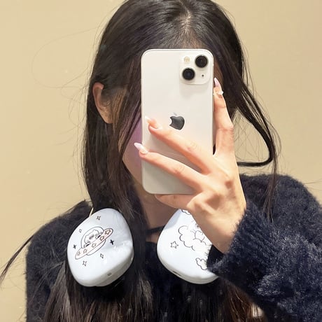 可愛い猫 AirPodsMaxケース 水色 エアーポッズ マックス専用カバー かわいい 耐久性あり ギフトに最適[M3881]