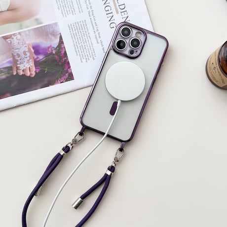 2点ストラップ付 iPhone15/15promaxケース Magsafe メッキクリアiPhone14pro/13/12promaxカバー コスパ最強[M4206]