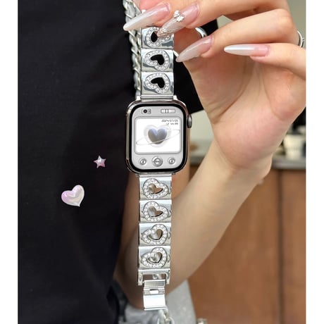 透かし彫りジュエリーハート AppleWatchバンド 高級感 アップルウォッチベルトUltra2/1/SE2/1/Series9/8/7/6/5/4/3/2/1 おしゃれ[M4889]