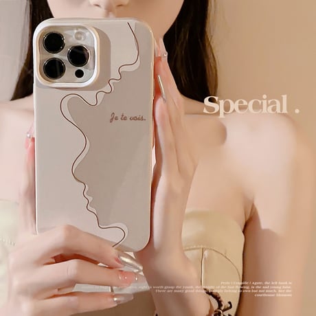 顔イラスト iPhoneケース iPhone14/13/12/11対応 淡色 シック個性ファッション [M3453]