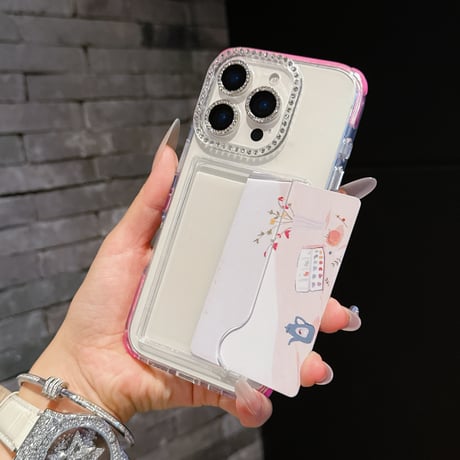 ジュエリー カード収納 iPhone16Pro/16ケース クリア iPhone15pro/14pro/13カバー シンプル風 おしゃれ 丈夫 [M5170]