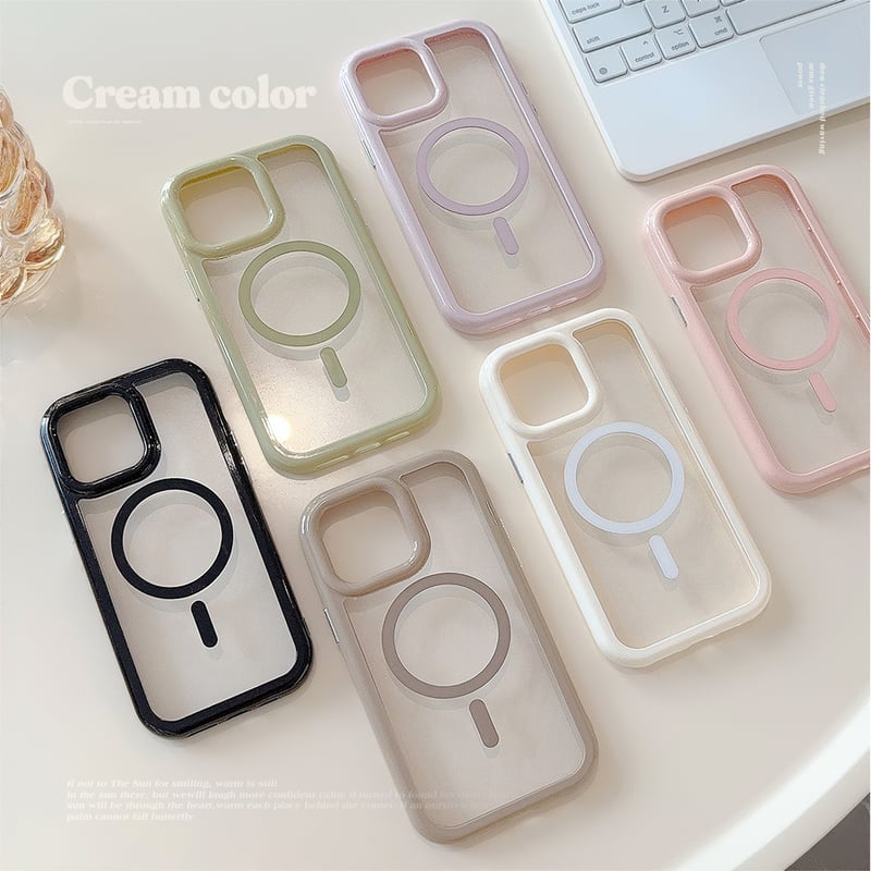 淡色Magsafe対応 iPhone15/15plus/15proケース くすみカラー iPh
