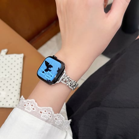メタル花 AppleWatchバンド ダイヤデコ 上品AppleWatchベルト Series 11/10/9/8 SE3/2  Ultra3/2/1 高級感高品質 [M6416]