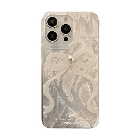 パールデコリボンアイフォン15プロ/15ケース 可愛い iphone14/13proケース  キラキラ 丈夫[M4251]