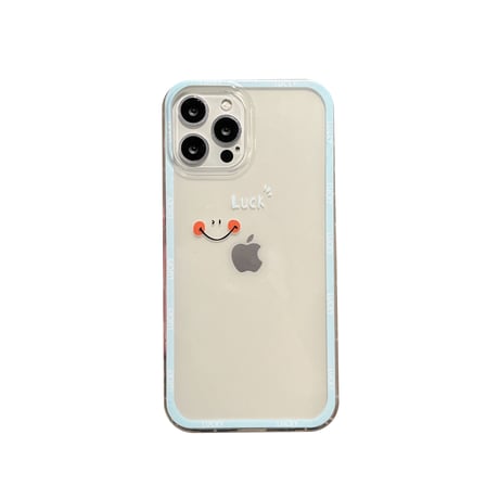 Luck/Happy  iphone13mini/12proケース  カップルお揃い アイフォンSE3/11proカバー ペアコーデ シンプル 透明系カバー[M1900]