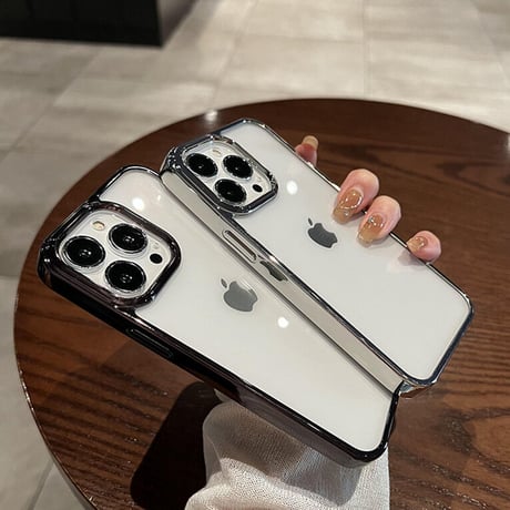 高透明黄ばまない iPhone14pro/14promaxケース  高品質メッキ アイフォン13pro/12proカバー 高級感  頑丈  シンプル 男女兼用[M2547]