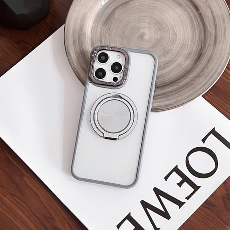 リングスタンド付 iPhone15Pro/15ProMaxケース シンプル 黄ばまないiphone14/13/12promaxカバー 頑丈[M4144]