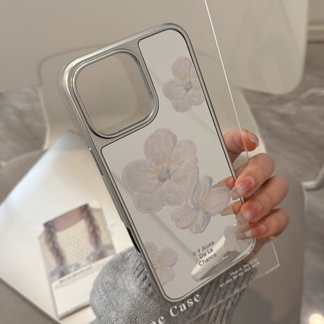 花柄 鏡 iPhone16/16proケース 大人可愛い アイフォン15promax/14/13proケース 丈夫 メイク直し 女子力UP [M5089]