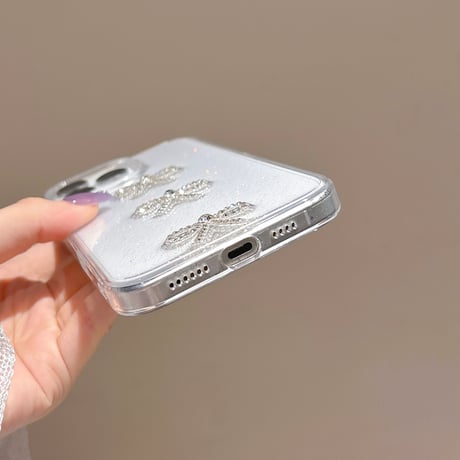 ジュエリーリボン iPhone16/16Proケース 透明 ラメ入り iPhone15plus/14pro/13カバー おしゃれ クリア 可愛い[M5438]