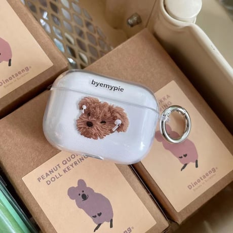 【Airpods 4】プードル 犬柄  airpodsproケース かわいい airpodsカバー   リング付 艶あり 人気品 M737