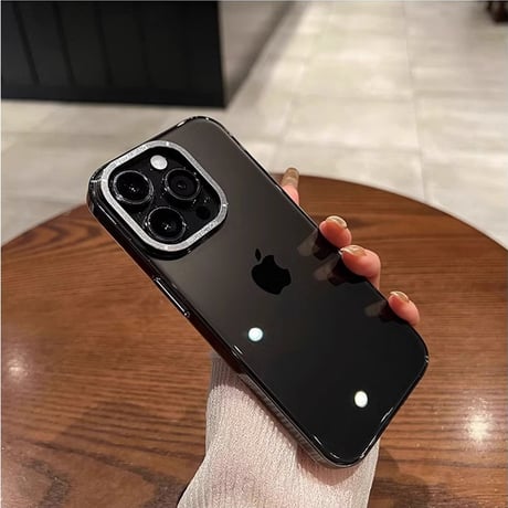 iPhone16Pro/16ProMaxケース クリア 金属カメラ枠 黄ばまない アイフォン15プロ/14/13proカバー 薄型軽量 頑丈 [M4671]