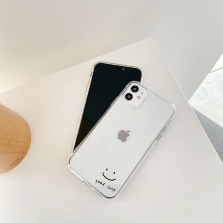 さりげないお揃い iphone13mini/14proクリアケース  笑顔 iphone12/11promaxケース   耐衝撃 シンプル M1063