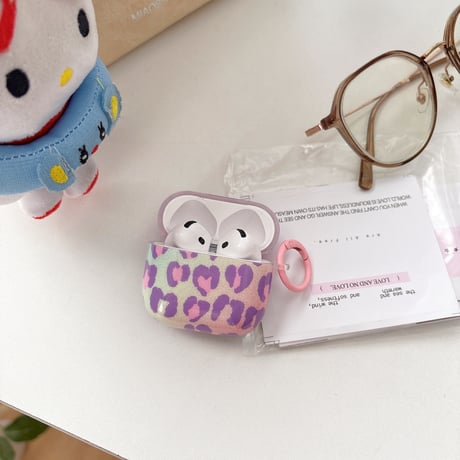 ヒョウ柄 Airpods4ケース パープル/ピンク AirpodsPro2ケース エアーポッズ3/2 かわいい リング付 Gift [M5585]