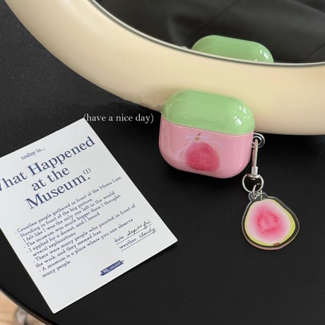 グアバ Airpods4ケース 果物 AirpodsPro2ケース airpods3/2カバー  かわいい キーチェーン付 艶感 [M5318]