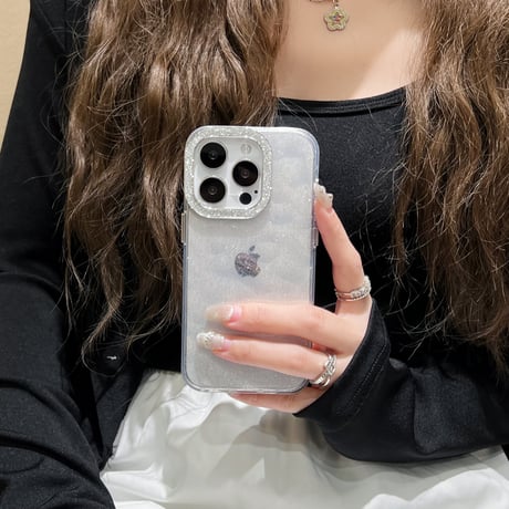 女子力アップ アイフォン15プロ/15プロマックスケース キラキララメ入り iPhone14pro/13promaxカバー 高級感 [M4285]
