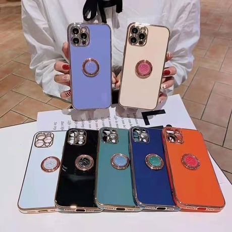 スマホリング付 iphone11/12promaxケース 金色枠ツヤありアイフォンSE2/XSMAXカバー スタンド機能付 落下防止 頑丈耐久性耐衝撃 M300