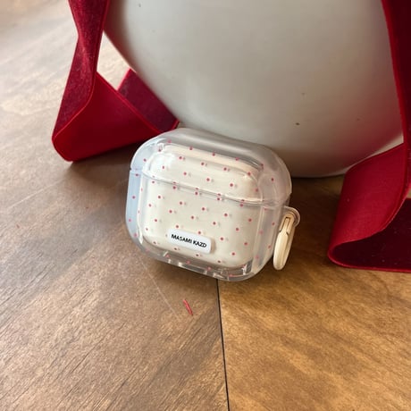 ピンク水玉模様 Airpods Pro3ケース 頑丈 Airpods 4/3カバー  AirpodsPro2/1  リング付 韓国っぽ 淡色系 [M6110]