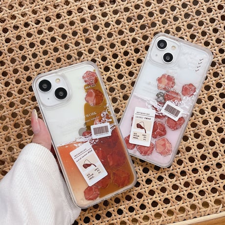 動く液体アイスコーヒー iPhone16/15pro/13/14ケース  氷入り ラッテ  アイフォン12/11proクリアカバー 面白い ストレス解消 頑丈 [M2958]