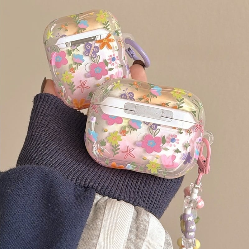 花柄 Airpods Pro3ケース Flowersストラップ Airpods4/3カバー p