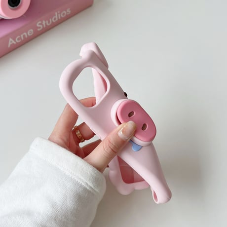 ブタ iphone14/13ケース 鼻スタンド  アイフォン12pro/11ケース  かわいい 高品質シリコン製 頑丈 ギフトにおすす[M3046]