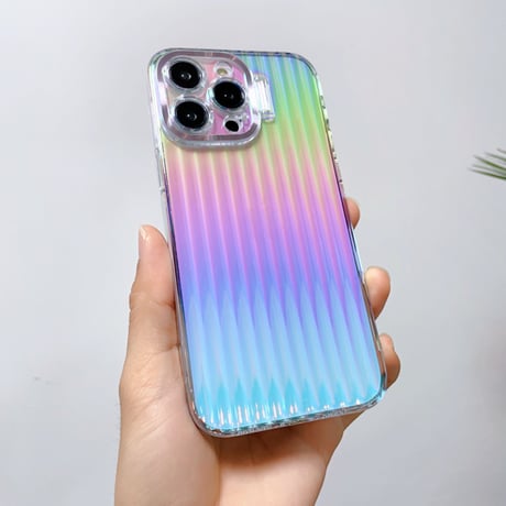 レーザー iPhone14/13proケース スタンド付 アイフォン13/12proカバー キラキラクリアケース 高品質高級感 落下防止[M3106]