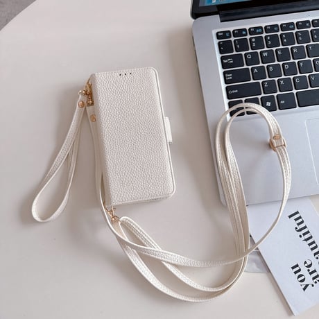 手帳型 アイフォン16pro/15ケース ストラップ付 革製 iPhone14promax/13/12カバー カード収納 スタンド付[M4462]