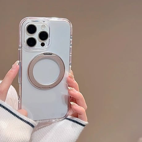 MagSafeリングスタンド iPhone16Pro/16ケース 透明 iPhone15Pro/14Pro/13ケース 多機能品質よい 四角耐衝撃[M5178]