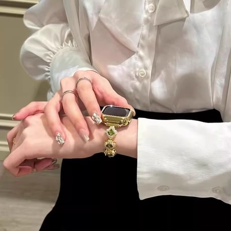 ダイヤ Apple watch series10 バンド クローバー オシャレ アップルウォッチseries 9 8 7 6 5 4 SE Ultra  大人ファッション 高級感たっぷり[M4751]