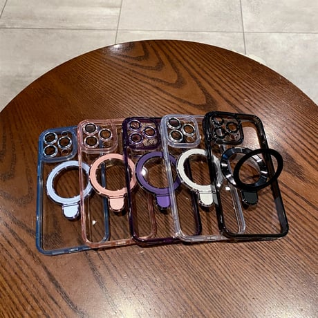 黄ばまない iPhone15pro/15promaxケース  MagSafeリングスタンド レンズフイルム iphone14/13pro/12カバー 耐衝撃 高機能[M4137]