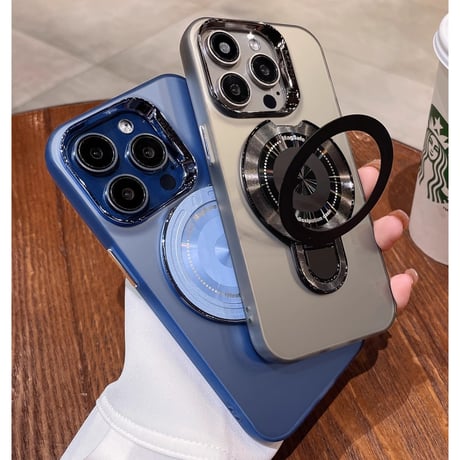 MagSafe耐衝撃 iPhone15pro/15promaxケース  スタンド一体 黄ばまないiPhone14/13proカバー  指紋防止 高級感 男女に人気[M3688]