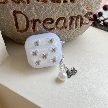 きれい Airpods4ケース 蝶々デコ AirpodsPro2ケース エアーポッズ3/2 キラキラ かわいい キーホルダー付[M5635]