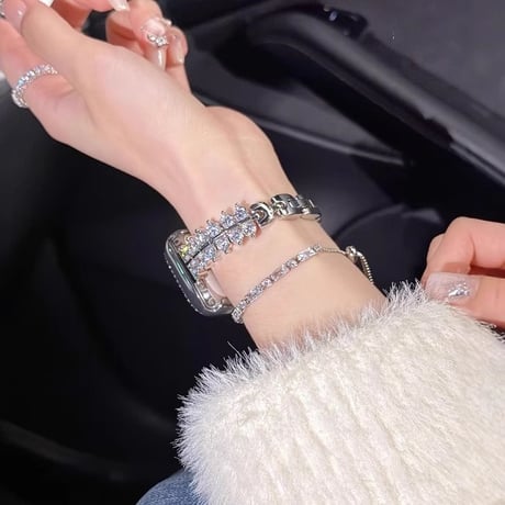 豪華ダイヤ AppleWatch Serise 10バンド 高級感 金属 アップルウォッチ Ultra2/1/SE/Series9/8/7/6/5/4/3/2/1  丈夫 おしゃれ[M4888]
