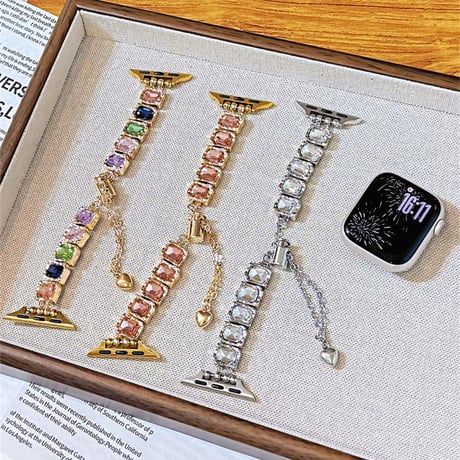 高級感宝石 AppleWatchバンド おしゃれ アップルウォッチバンド Series10/9 Ultra series8 7 6 5 4  3 2 SE SE2 艶感 可愛い[M5502]