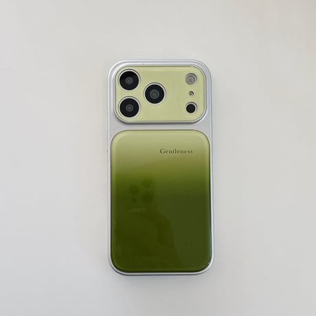 グラデーショングリーン iPhone17Pro/17ケース 光沢感 iPhone16/15Pro/14ケース  頑丈 涼しそう[M6371]