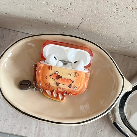 可愛すぎイヌ AirPods Pro3 ケース パンキーホルダー Airpods4/3ケース  AirpodsPro2/Pro1カバー  うねうね オレンジカラー[M6008]