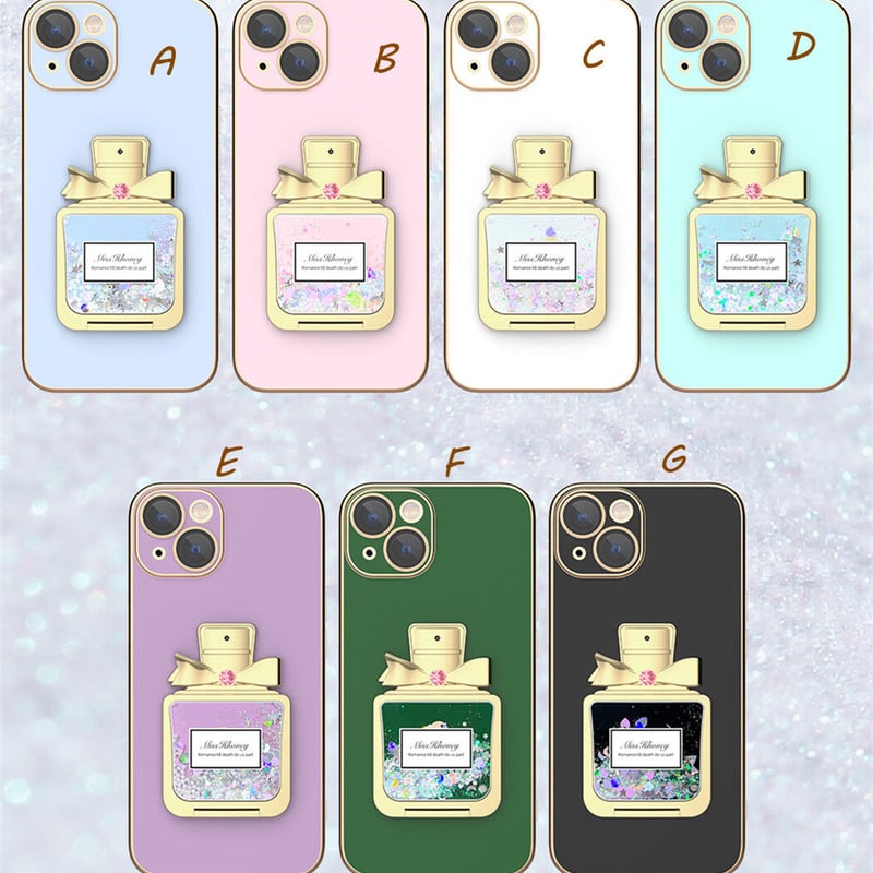 iPhone16】グリッター香水瓶スタンド iphone15pro/14/13proケース