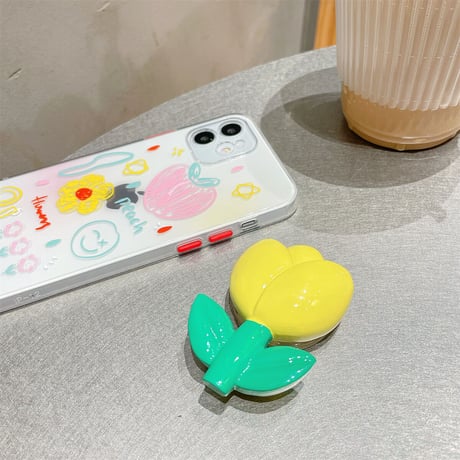 チューリップ花 スマホグリップ  可愛いFlower 折り畳み式グリップトーク  ポップソケット   スタンド機能付きM929