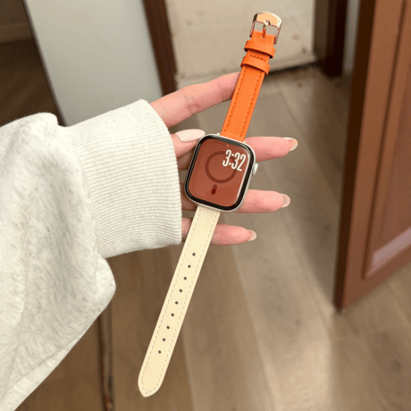 高級感オレンジ AppleWatchバンド レザー製 アップルウォッチバンド Series11/10/9 8 7 6 5 4  3 2 SE3 SE2 Ultra3 セレブ愛用[M5753]