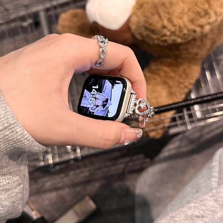 ダイヤハート アップルウォッチバンド ブレスレット風  メタルAppleWatch Series11/10/9/8 SE3/2 40/41/42mm 使いやすい [M6339]