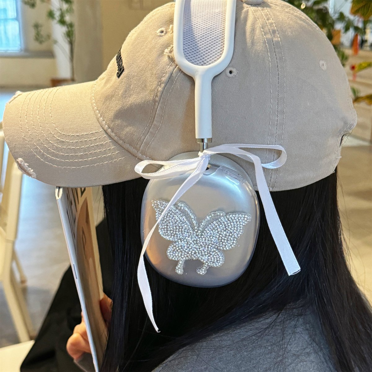 ジュエリーデコ AirPodsMaxケース にこちゃん/蝶/星 キラキラクリア