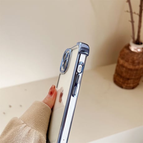 耐衝撃メッキ iPhone14/14proケース クリアアイフォン13/12/11カバー 黄ばまない シンプル風 使いやすい 男女向け[M2862]