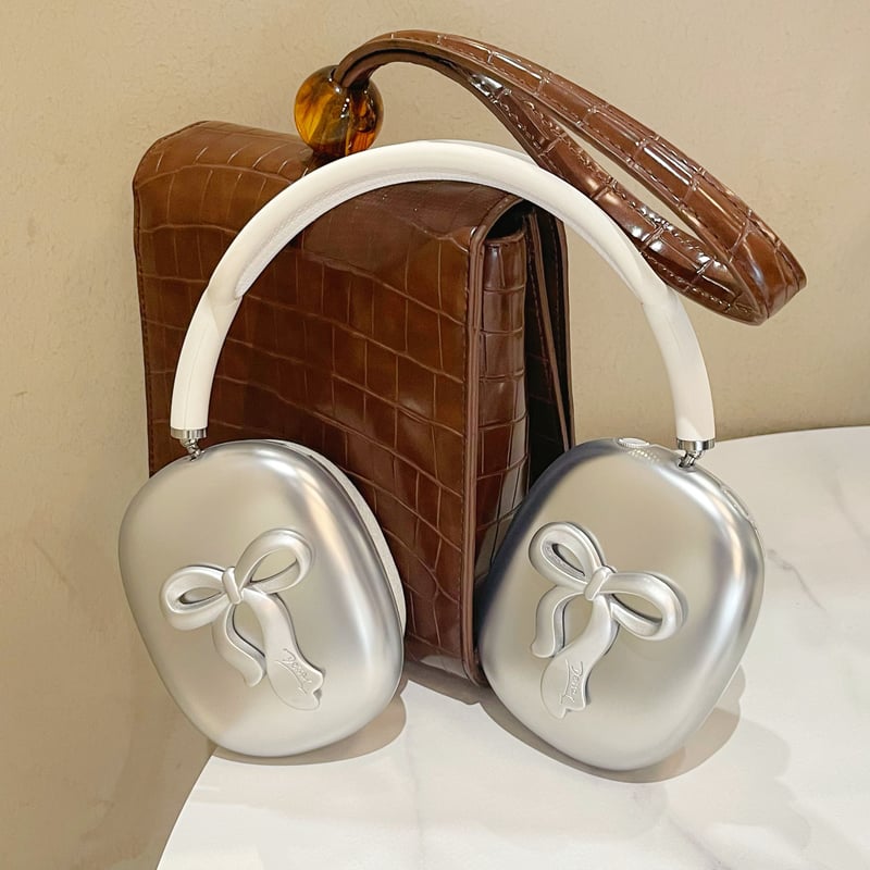 リボン AirPodsMaxケース シルバー 指紋防止 エアーポッズ