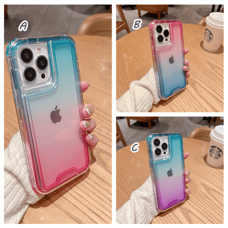 耐衝撃おしゃれ アイフォン14Plus/14proカバー グラデーションカラー iphone13/12pro/11ケース 黄ばまない  頑丈 耐久性あり[M2223]