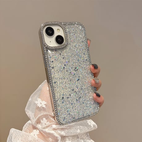 高級感 iPhone16pro/16カバー ダイヤデコライン ラメ入り iPhone15promax/14/13/12ケース 女子に人気[M5391]