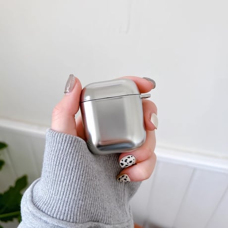 メッキ Airpods 4ケース 光沢感 カラビナ付 Airpods3/2カバー AirpodsPro2/Pro1  シルバー 高級感[M4802]