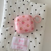 イチゴ柄 AirpodsPro3ケース 甘めコーデ Airpods4/3カバー AirpodsPro第2/1世代 ピンク ギフトにおすすめ[M6515]