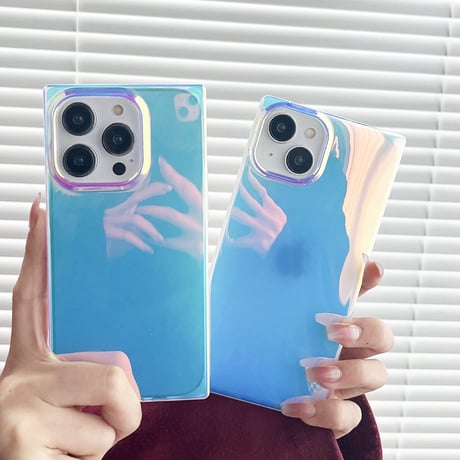 スクエア iPhone14/15ケース 変色キラキラ iPhone12/11カバー お洒落 クリアケース 男女兼用 人気 トレンド [M3136]