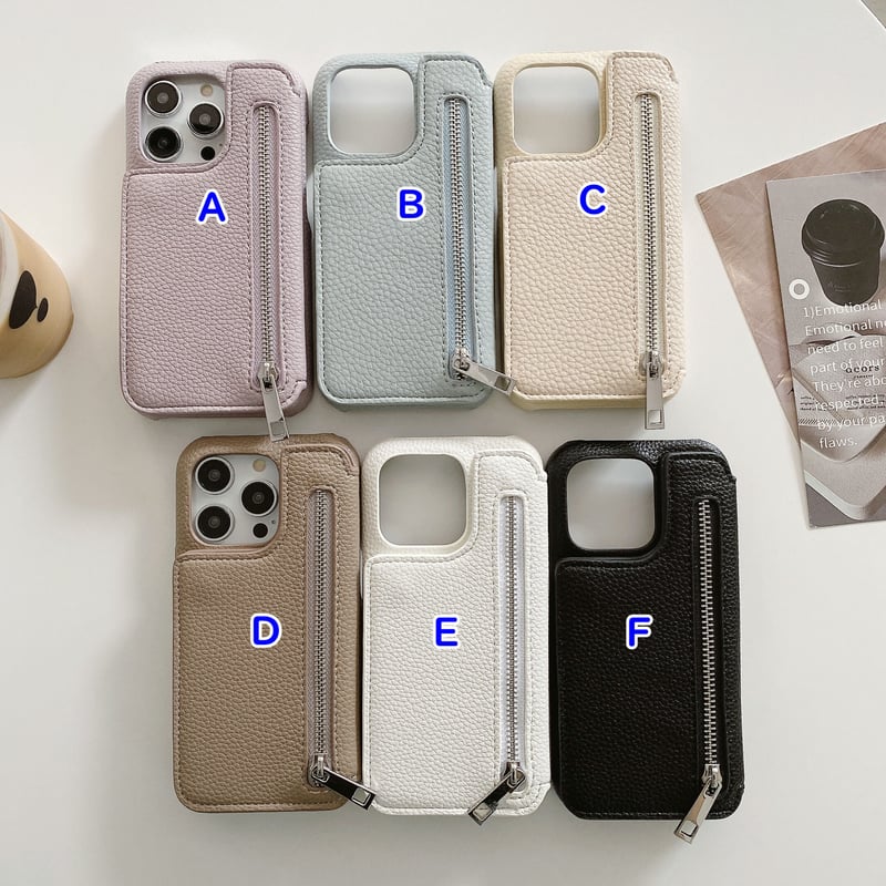 小銭/カード収納 iPhone15/14ケース 鏡付 レザー製iphone13/12/11pr