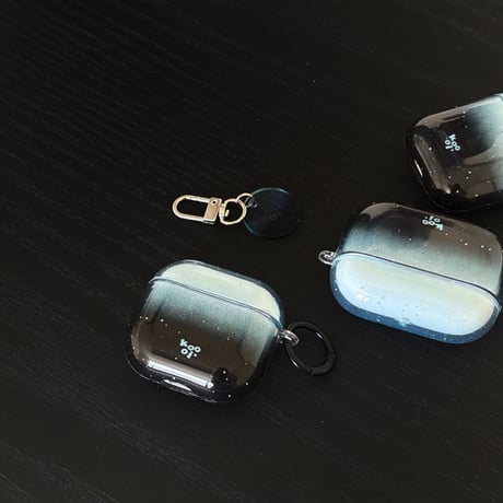 グラデーションブルー Airpods Pro3ケース 光沢感 Airpods4/3カバー pro2/pro1 リング/キーホルダー  オシャレ[M6206]